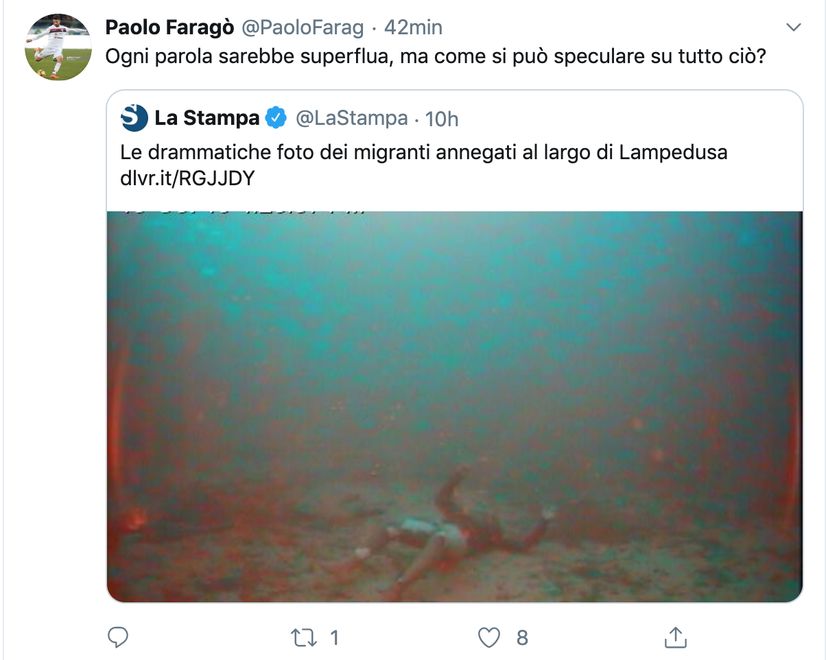 Il tweet di Faragò