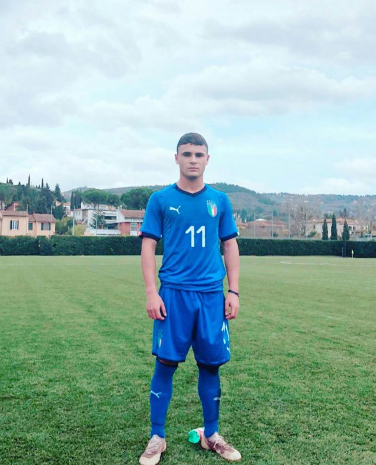 Michele Masala con la maglia azzurra