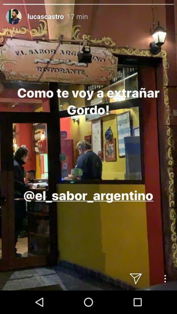 La dedica di Castro all'amico ristoratore ed ex rugbista Ramiro Cassina