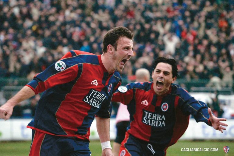 Antonio Langella e Ciccio Esposito esultano dopo un gol | Foto Cagliari Calcio