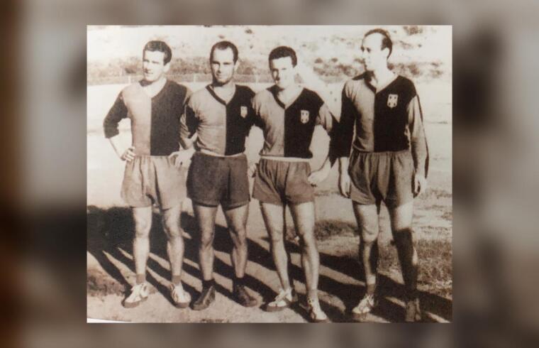 Una foto del Cagliari 1952: Erminio Bercarich è l'ultimo a destra | Foto tratta da"Un sogno rossoblù"