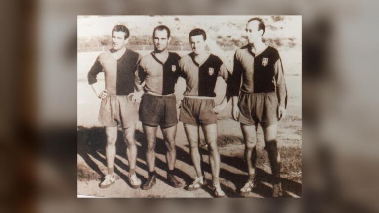 Una foto del Cagliari 1952: Erminio Bercarich è l'ultimo a destra | Foto tratta da"Un sogno rossoblù"
