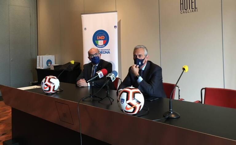 Il presidente FIGC Gravina con Gianni Cadoni della FIGC Sardegna