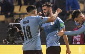 Un sorridente Gaston Pereiro festeggia il gol decisivo contro l'Ecuador | Foto AUF