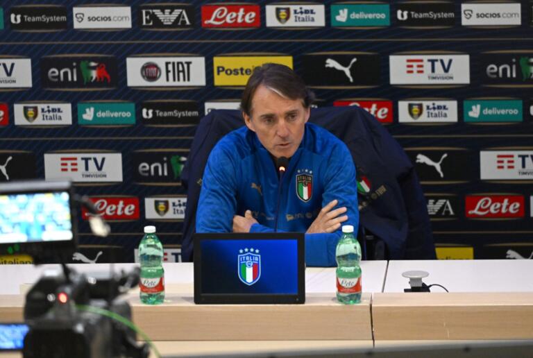 Roberto Mancini in conferenza stampa | Foto Getty for Figc