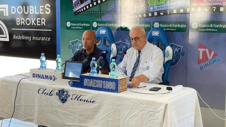 Il patron della Dinamo Sassari Stefano Sardara insieme a Giuseppe Cuccurese, direttore generale del Banco di Sardegna