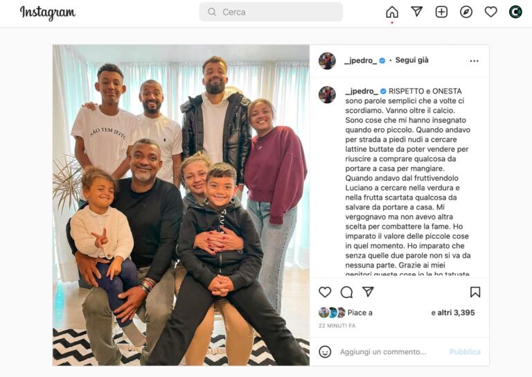 Il post di Joao Pedro | Fonte Instagram