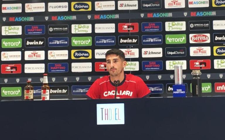 Alessandro Deiola del Cagliari in conferenza stampa