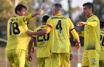 Manca dell'Arzachena esulta dopo il 3-0 al Portici | Foto Arzachena Calcio