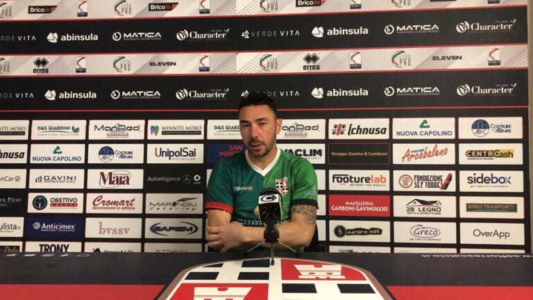 Il portiere della Torres Garau in conferenza stampa