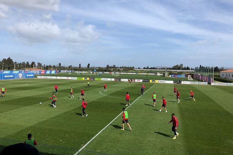 Il Cagliari durate una seduta di allenamento | Foto Centotrentuno