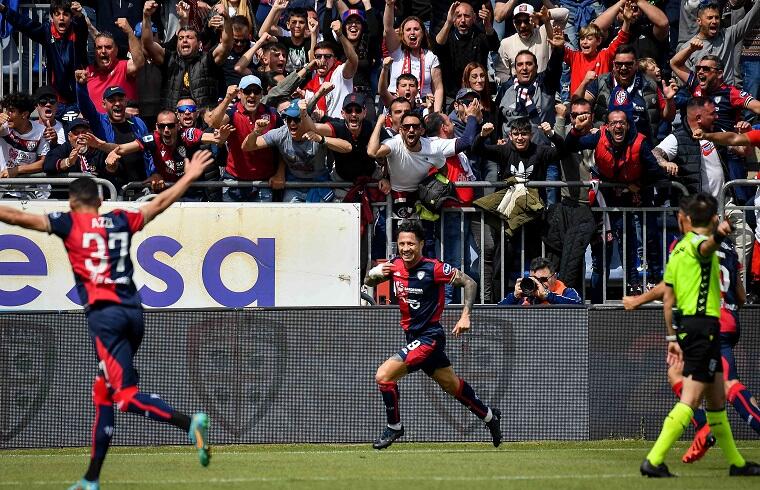 L'esultanza di Gianluca Lapadula in Cagliari-Sudtirol | Foto Luigi Canu