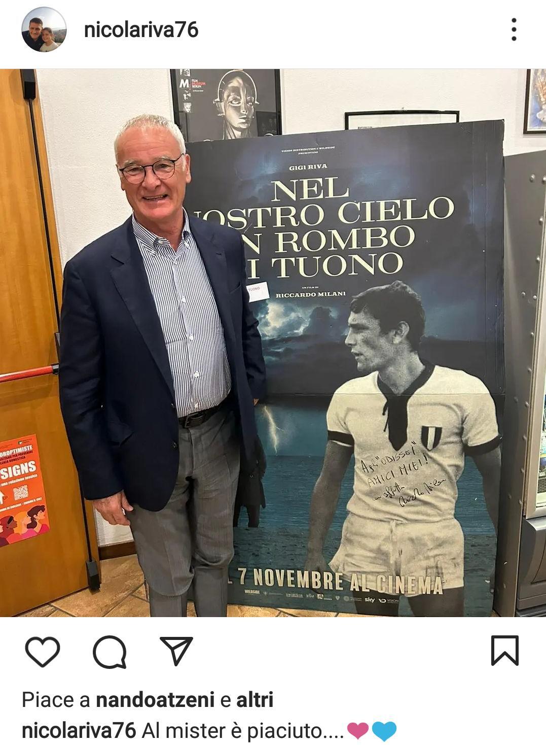 Ranieri al cinema per vedere il Docu-film su Gigi Riva