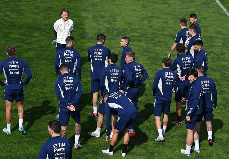 Una fase di allenamento della Nazionale nell'ultimo ritiro azzurro | Foto Figc/Villa