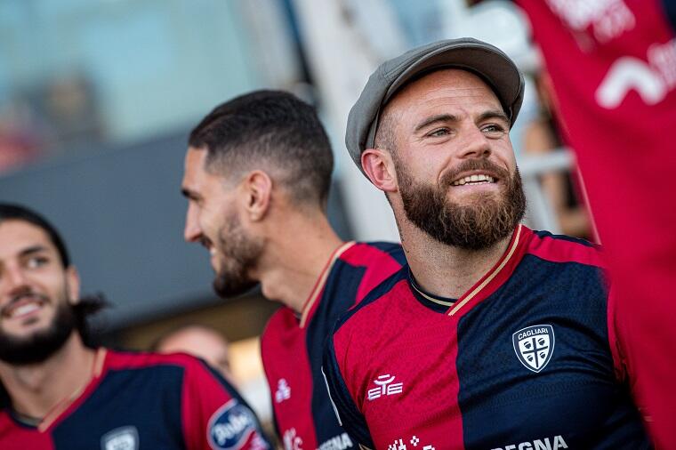Nahitan Nandez durante la festa per la promozione del Cagliari | Foto Luigi Canu