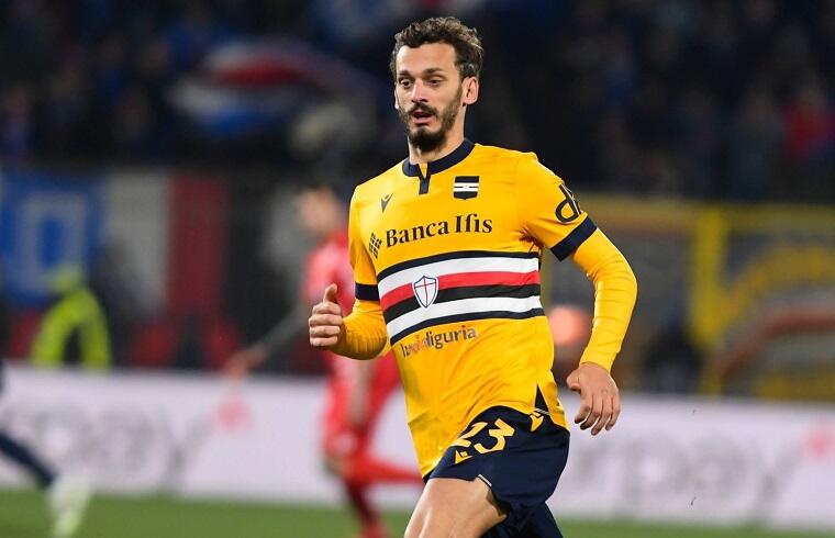 Manolo Gabbiadini con la maglia della Sampdoria