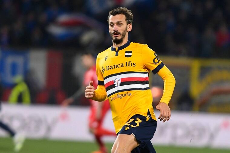 Manolo Gabbiadini con la maglia della Sampdoria