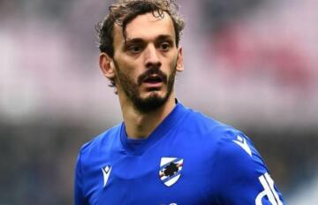 Manolo Gabbiadini con la maglia della Sampdoria