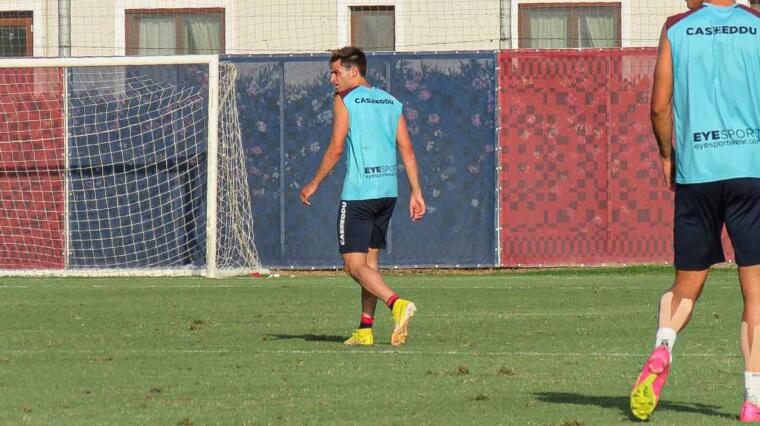 Gaetano Oristanio durante l'ultimo allenamento