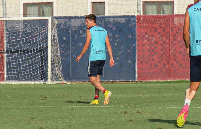 Gaetano Oristanio durante l'ultimo allenamento