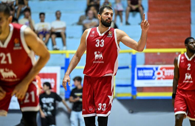 Nikola Mirotic durante Olimpia Milano-Asvel | Foto Luigi Canu