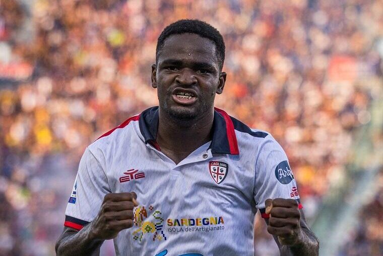 L'esultanza di Zito Luvumbo dopo il gol in Bologna-Cagliari | Foto Valerio Spano