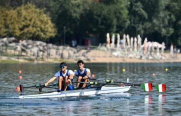 Stefano Oppo e Gabriel Soares durante la prima regata in Serbia