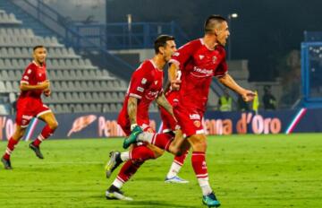 L'esultanza dei giocatori del Perugia nella gara contro la SPAL | Foto Nicolò Farina