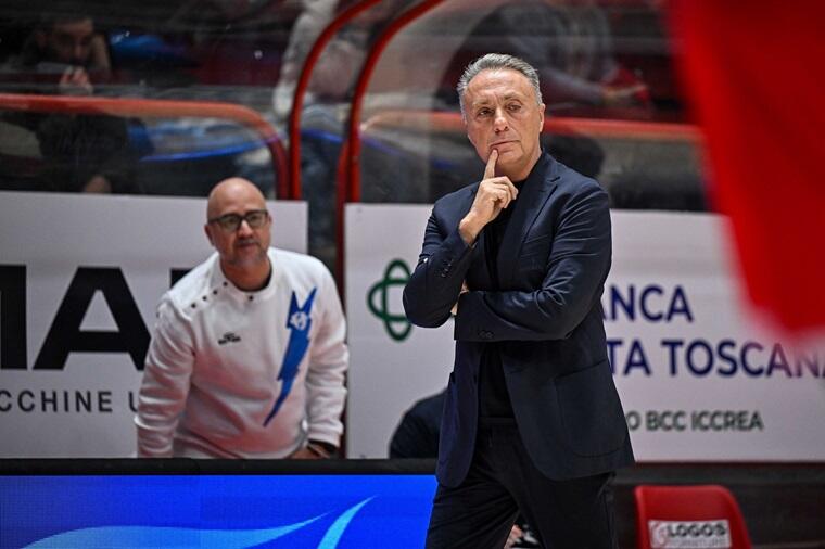 Piero Bucchi durante Pistoia-Dinamo Sassari | Foto Luigi Canu