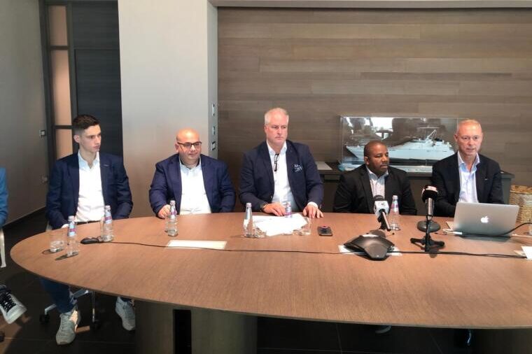 Un momento della conferenza stampa di Olbia con il rinnovato board societario