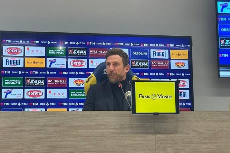 Eusebio Di Francesco nella sala stampa dello Stirpe