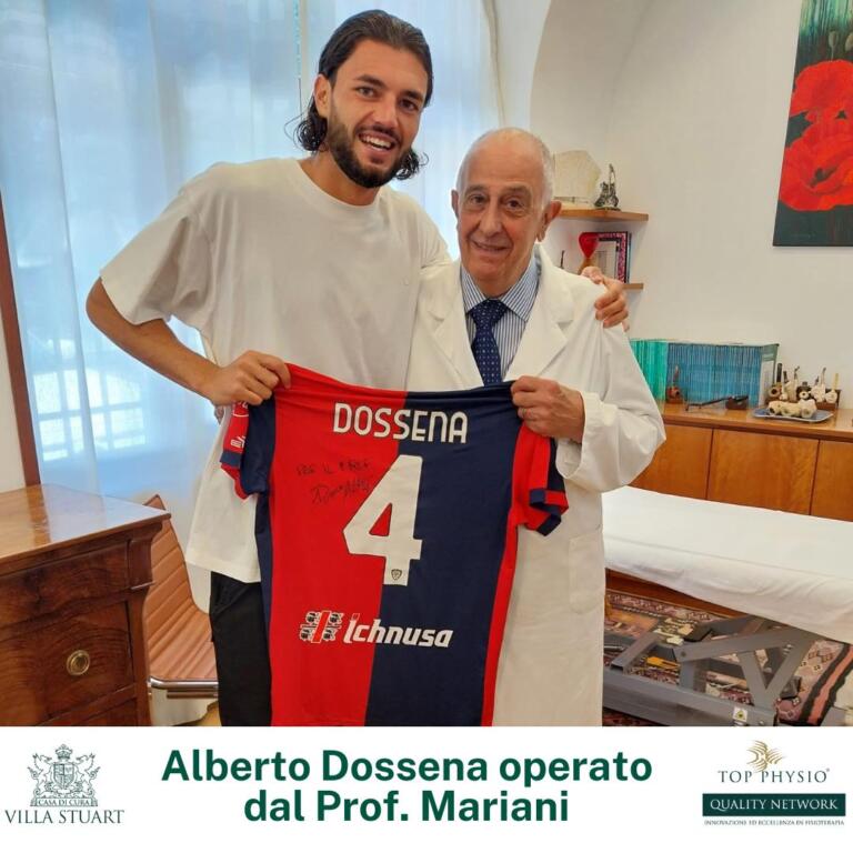 Alberto Dossena e il professor Pierpaolo Mariani presso la clinica di Villa Stuart | Foto Facebook Villa Stuart