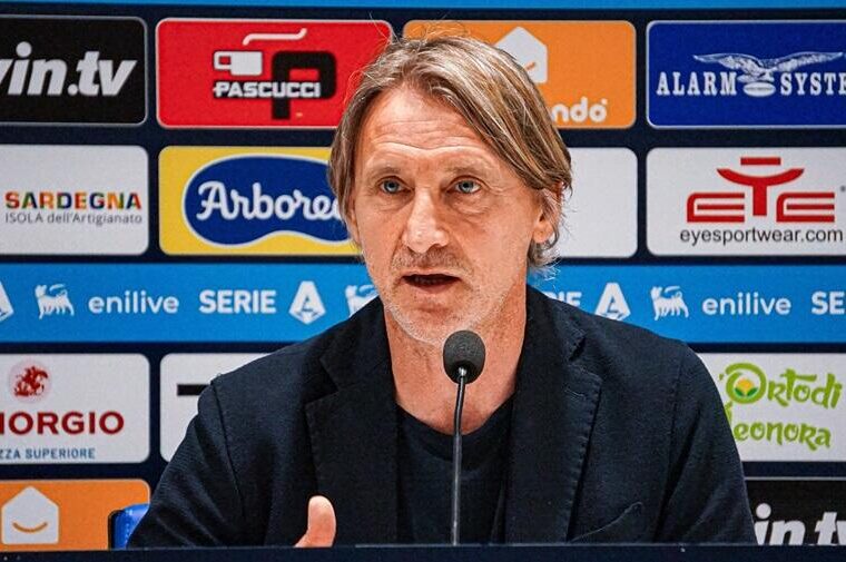 L'allenatore del Cagliari Davide Nicola in occasione della sua conferenza stampa di presentazione