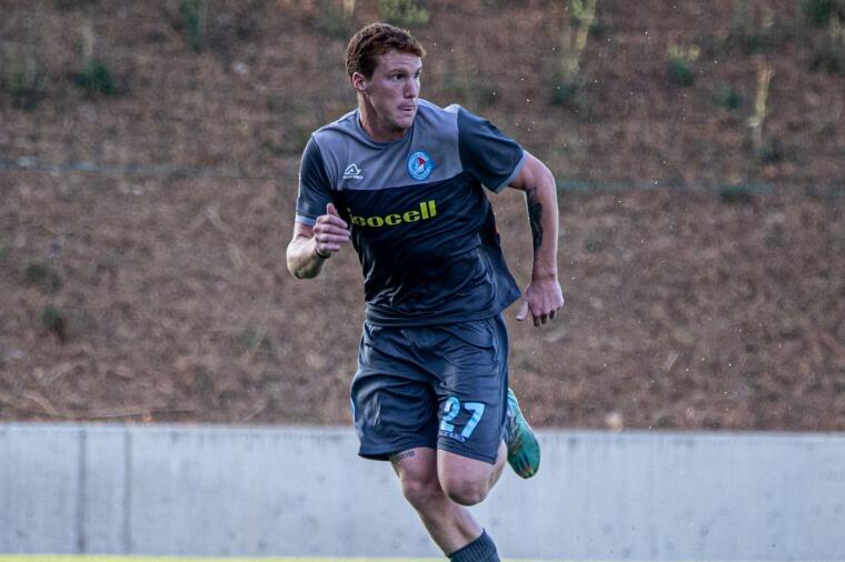 Davide Munari, centrocampista bluceleste, durante Albinoleffe-Sestri Levante | Foto Facebook U.C. AlbinoLeffe