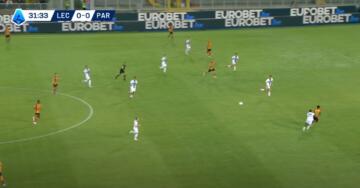 Il taglio per Dorgu che vale l'1-0 in Lecce-Parma