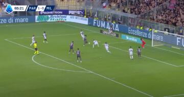 L'azione di Leao che porta al gol di Pulisic in Parma-Milan