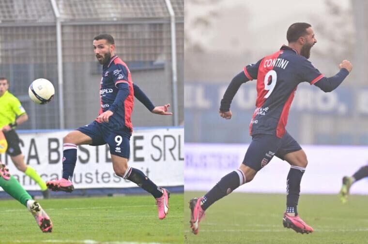 Gianluca Contini esulta per il gol segnato contro la Pro Patria | Foto Virtus Verona