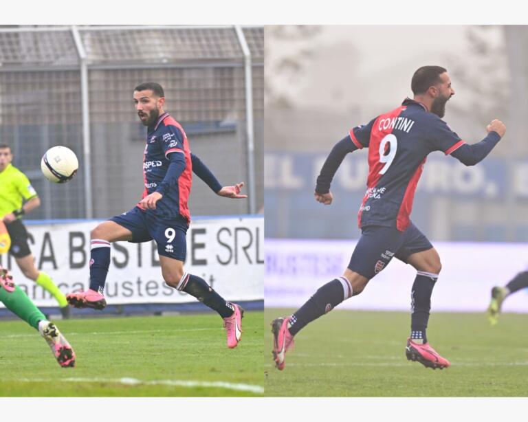 Gianluca Contini esulta per il gol segnato contro la Pro Patria | Foto Virtus Verona